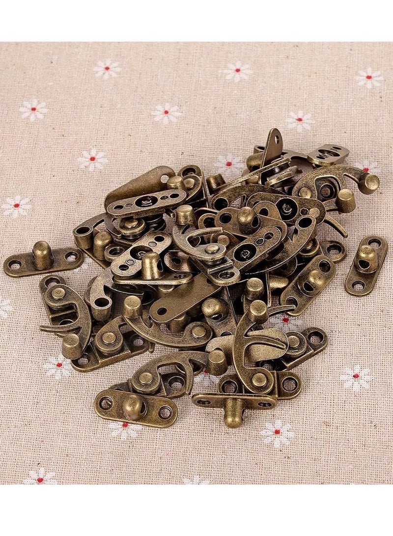 Excefore Jewelry Box Hardware, Thickened Solid Bronze Tone Antique Right Latch Hook Hasp Horn Lock Wood Jewelry Box Latch Hook Clasp and 80 Replacement Screws  - Image 3