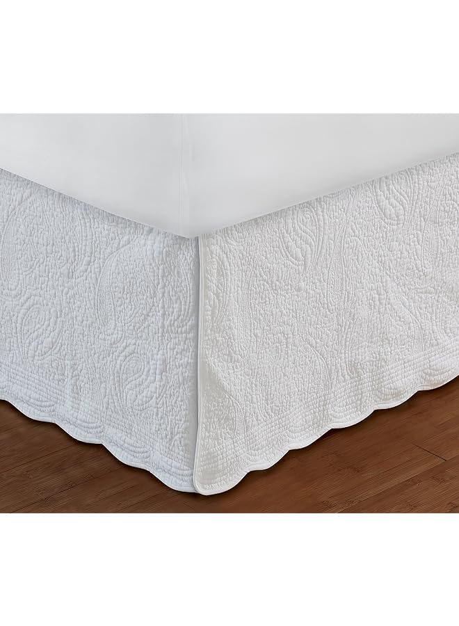erorex Paisley Quilted Bed Skirt Queen White - Image 2