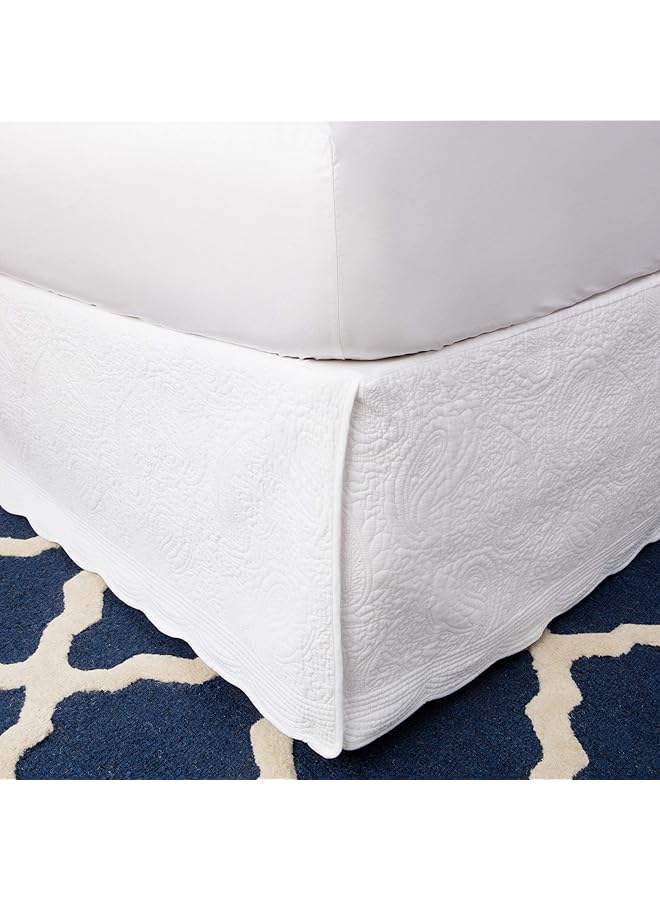 erorex Paisley Quilted Bed Skirt Queen White - Image 3