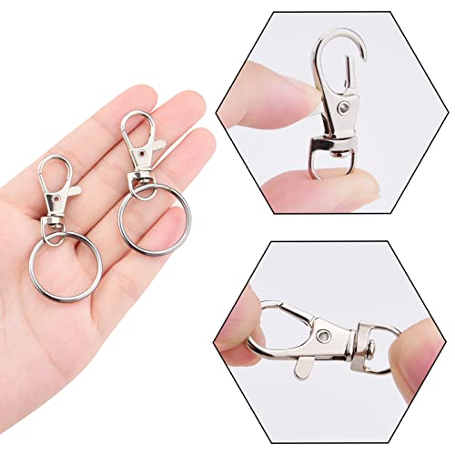Hapeper Metal Swivel Snap Hooks with Split Key Rings Keychain for Lanyards Jewelry Findings (60 Pieces) - Image 4
