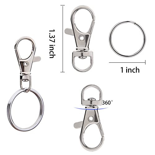 Hapeper Metal Swivel Snap Hooks with Split Key Rings Keychain for Lanyards Jewelry Findings (60 Pieces) - Image 3