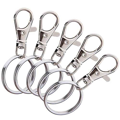 Hapeper Metal Swivel Snap Hooks with Split Key Rings Keychain for Lanyards Jewelry Findings (60 Pieces) - Image 2