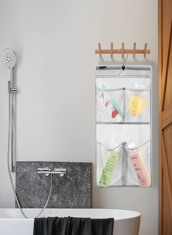 ANZORG Mesh Shower Organizer Hanging Caddy Quick Dry Bathroom Storage for Toiletry Accessories with Rotating Hanger (4 Pockets) - Image 4