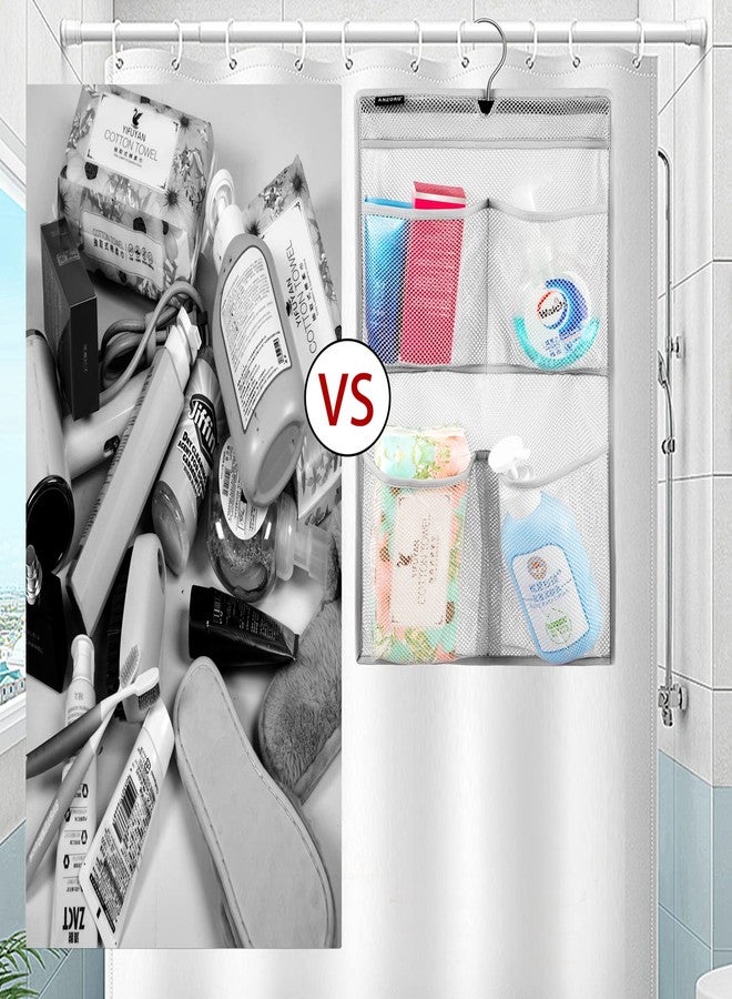 ANZORG Mesh Shower Organizer Hanging Caddy Quick Dry Bathroom Storage for Toiletry Accessories with Rotating Hanger (4 Pockets) - Image 3