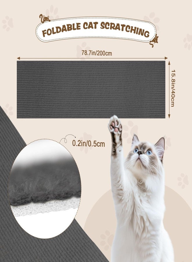 Eunice Cat Scratching Mat, Self-Adhesive Cat Scratch Carpet, Trimmable Replacement Carpet Pad for Tree Wall Cat Scratching Post DIY Couch Protector (Dark Gray, 78.7"x15.8") - Image 2