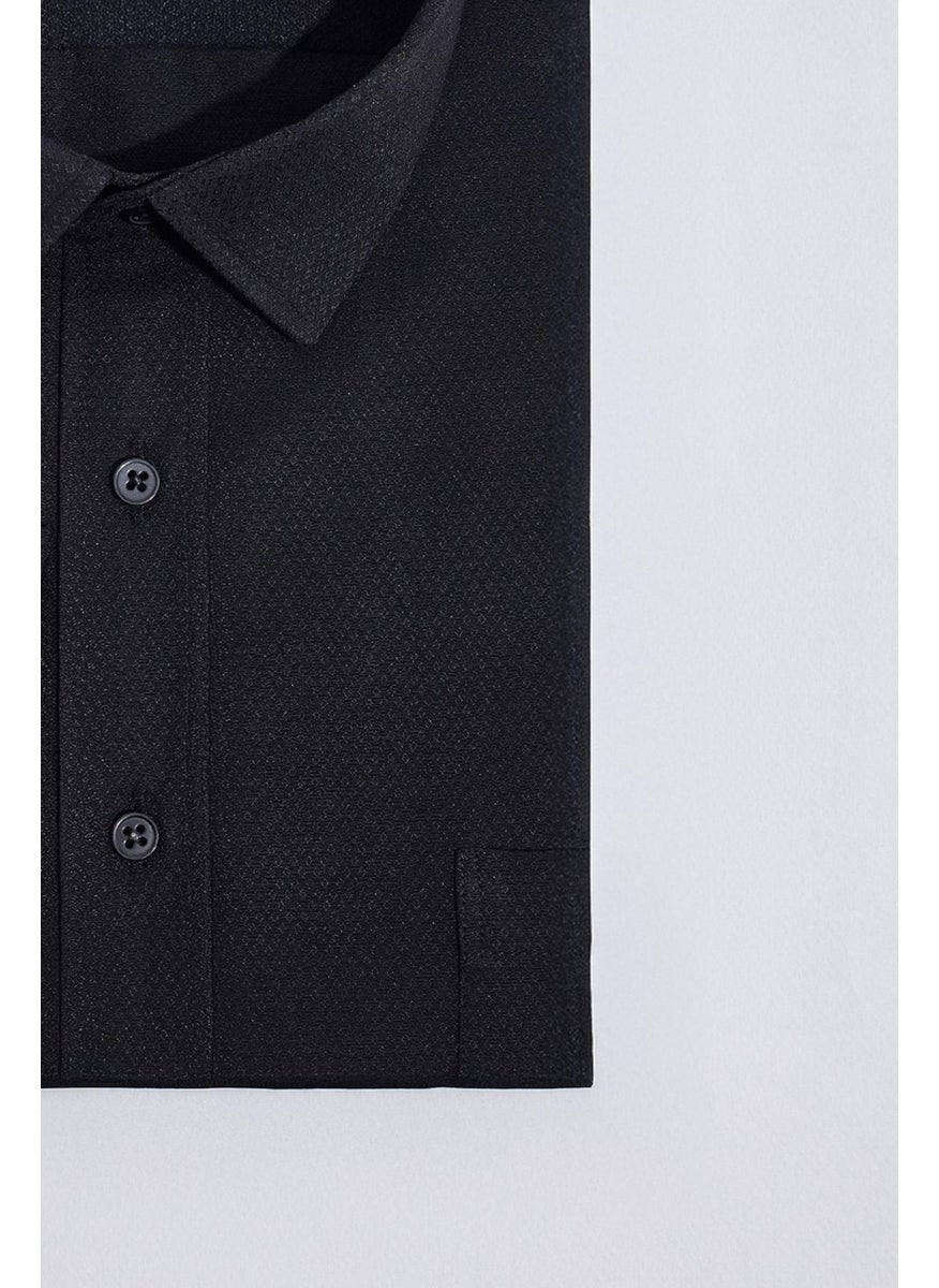 Men's Regular Fit Classic Cut Cotton Single Pocket Dobby Black Shirt - pzsku/Z3FF9EF7E9F912C821AEBZ/45/_/1741257159/ffd92d35-92b9-4cbf-bbac-ccd575a10c07