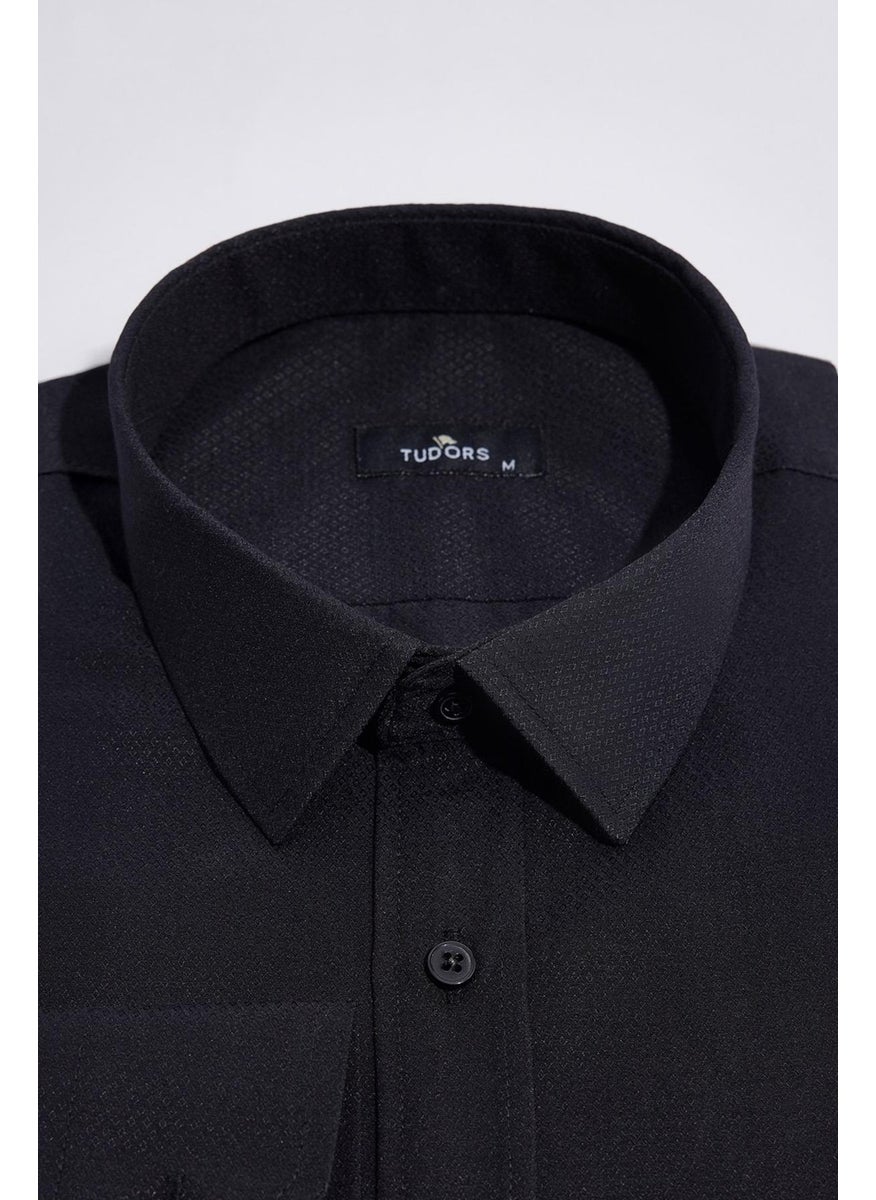 Men's Regular Fit Classic Cut Cotton Single Pocket Dobby Black Shirt - pzsku/Z3FF9EF7E9F912C821AEBZ/45/_/1741257161/043e15e8-2016-4fa7-87b6-afdc57f46225