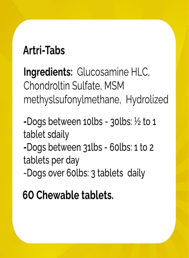 مكمل غذائي مركب من Artri-tabs من شركة Interfarma Corp | حماية الغضروف، تقليل الالتهاب، ودعم المفاصل للكلاب | مع الجلوكوزامين والكولاجين وMSM | بنكهة بيكون | 60 قرصًا. - Image 5