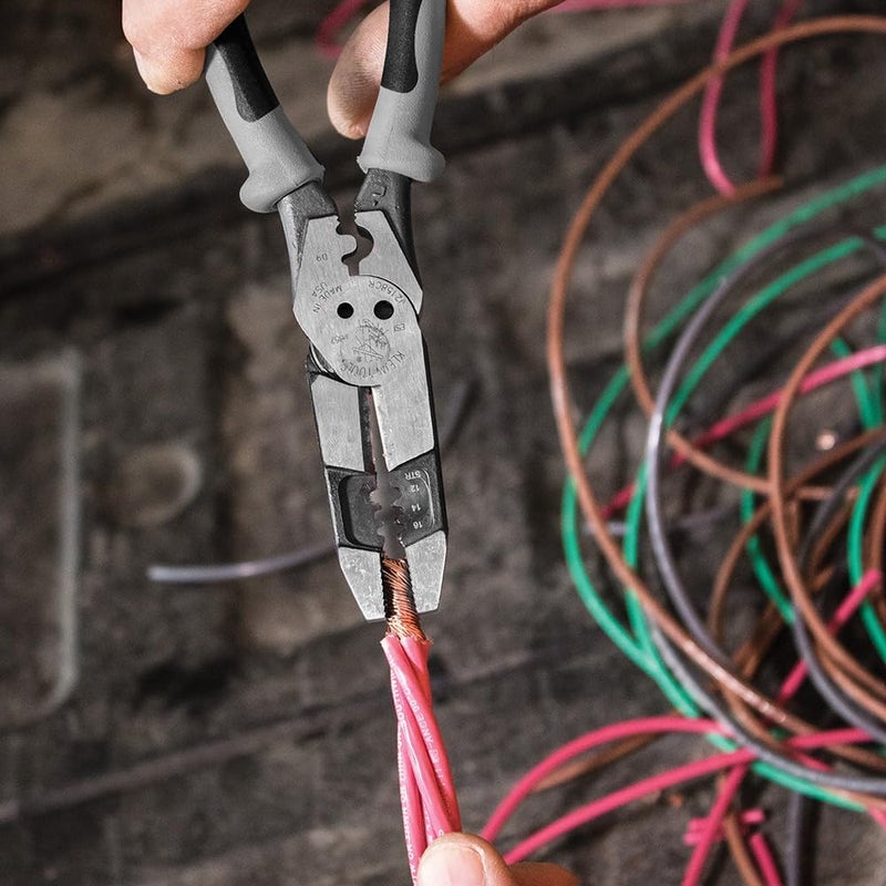 Klein Tools J215-8CR Multitool Pliers, Made in USA, Hybrid Multi Purpose Tool / Crimper, Wire Stripper, Bolt Shearing, Wire Grabbing, Twisting, Looping - Image 5