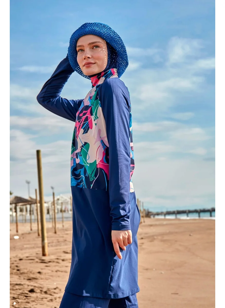 Marina Lycra Navy Blue Fully Covered Hijab Swimsuit M2497