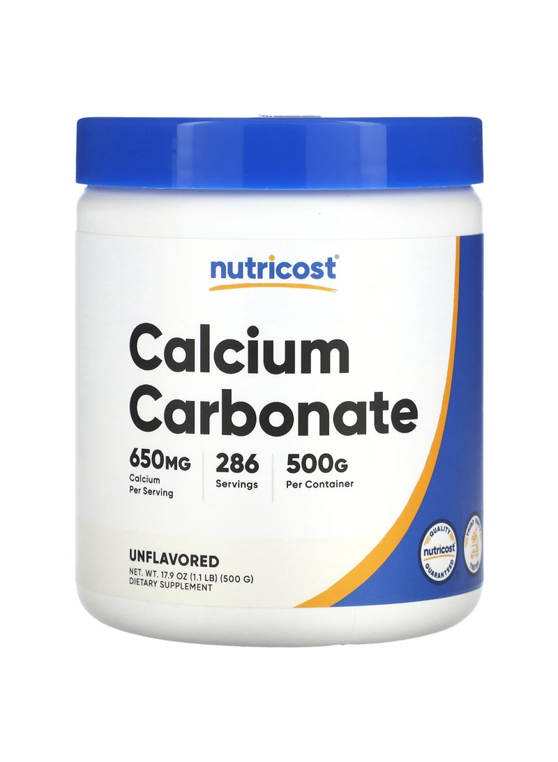 Nutricost Calcium Carbonate, Unflavored, 1.1 lb (500 g)