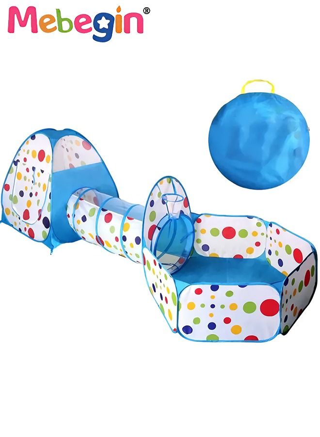 3PCS Kids Ball Pits for Toddlers with Play Tent and Baby Tunnel, Fun Foldable Playhouse with Storage Bag, 3 in 1 Connection Design Between Tent, Crawling Tunnel and Ball Pit, Suitable for Backyards, Kids' Parties, Playrooms and Daily Activities(Not Included Balls)