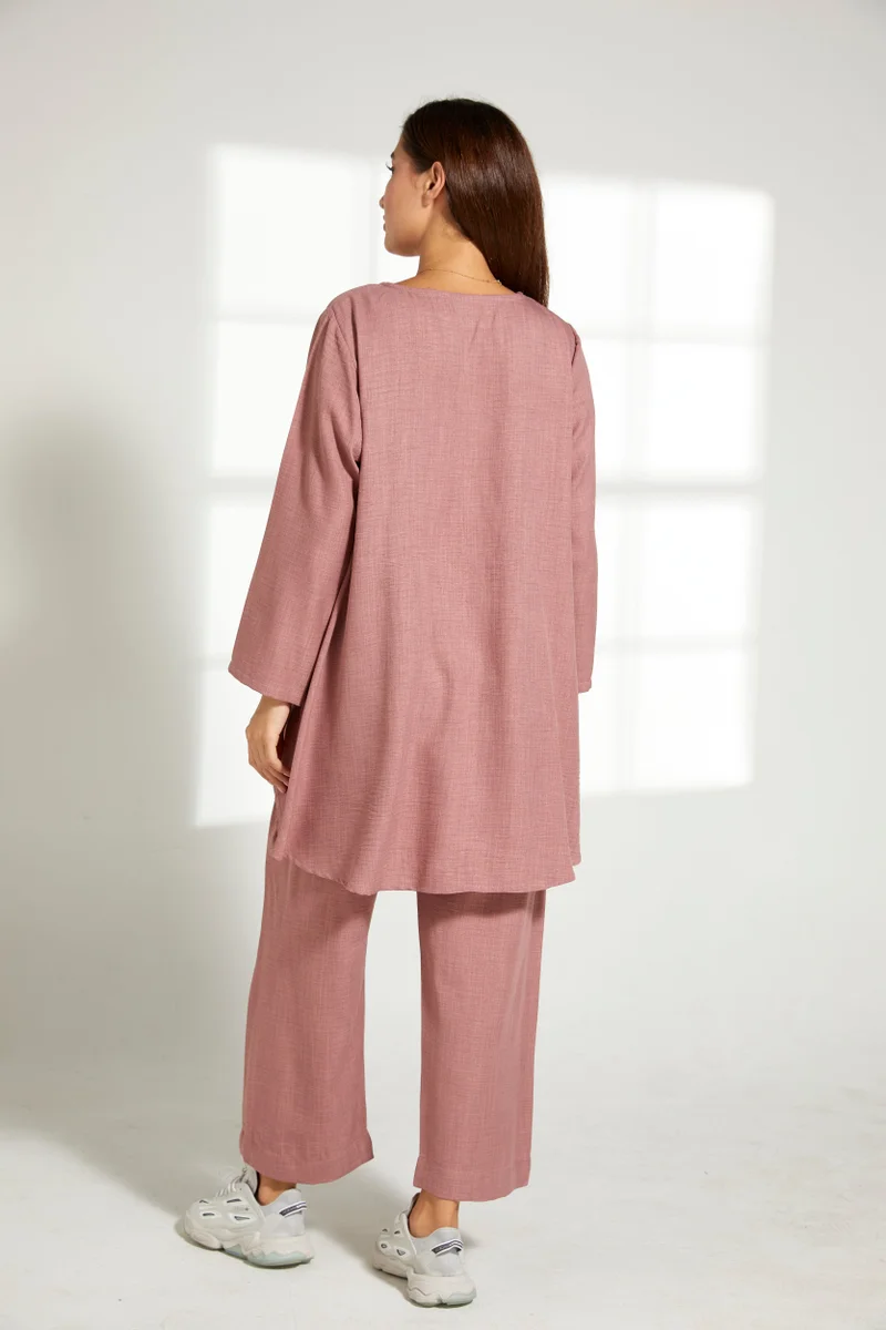 Moistreet Asymmetric Boat Neck Top & Pants Set