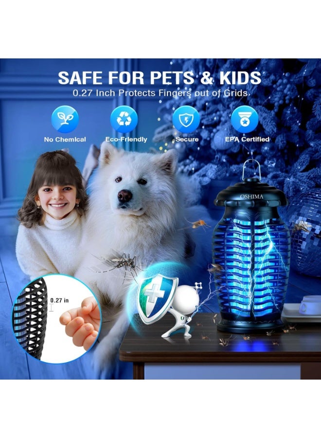 OSHIMA Electric Mosquito Zapper Potable Mosquito Zapper 4200V High Powered Mosquito Zapper Killer Fly Traps Outdoor Mosquito Repellent Killer Inside Outside for Home Patio Backyard (Black) - Image 5