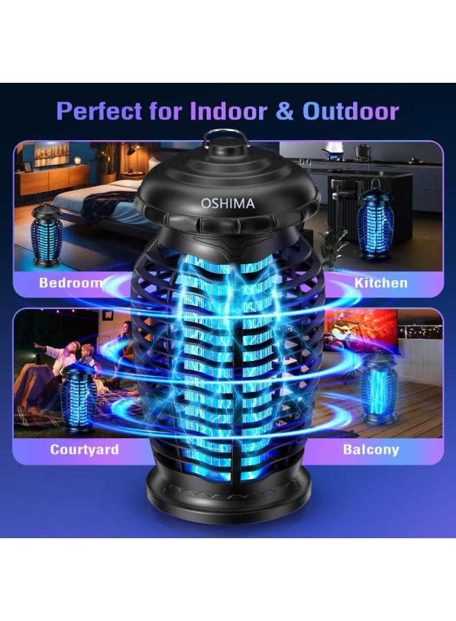 OSHIMA Electric Mosquito Zapper Potable Mosquito Zapper 4200V High Powered Mosquito Zapper Killer Fly Traps Outdoor Mosquito Repellent Killer Inside Outside for Home Patio Backyard (Black) - Image 4