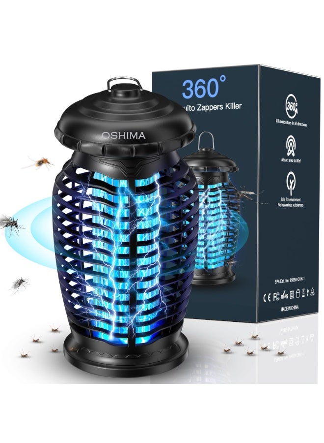 OSHIMA Electric Mosquito Zapper Potable Mosquito Zapper 4200V High Powered Mosquito Zapper Killer Fly Traps Outdoor Mosquito Repellent Killer Inside Outside for Home Patio Backyard (Black) - Image 1