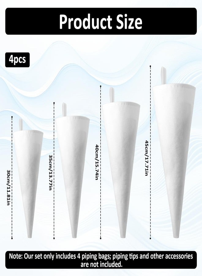 Jeffdad 4 Pcs Reusable Pastry Piping Bags, 12, 14, 16, 18 Inch Professional Pastry Bag, Large Canvas Cake Decorating Bags Icing Piping Bag for Frosting, Icing, Cupcakes, Cookies - Image 2