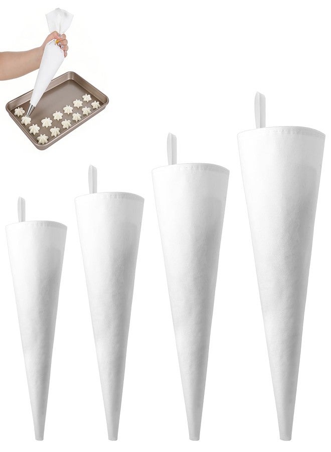 Jeffdad 4 Pcs Reusable Pastry Piping Bags, 12, 14, 16, 18 Inch Professional Pastry Bag, Large Canvas Cake Decorating Bags Icing Piping Bag for Frosting, Icing, Cupcakes, Cookies - Image 1