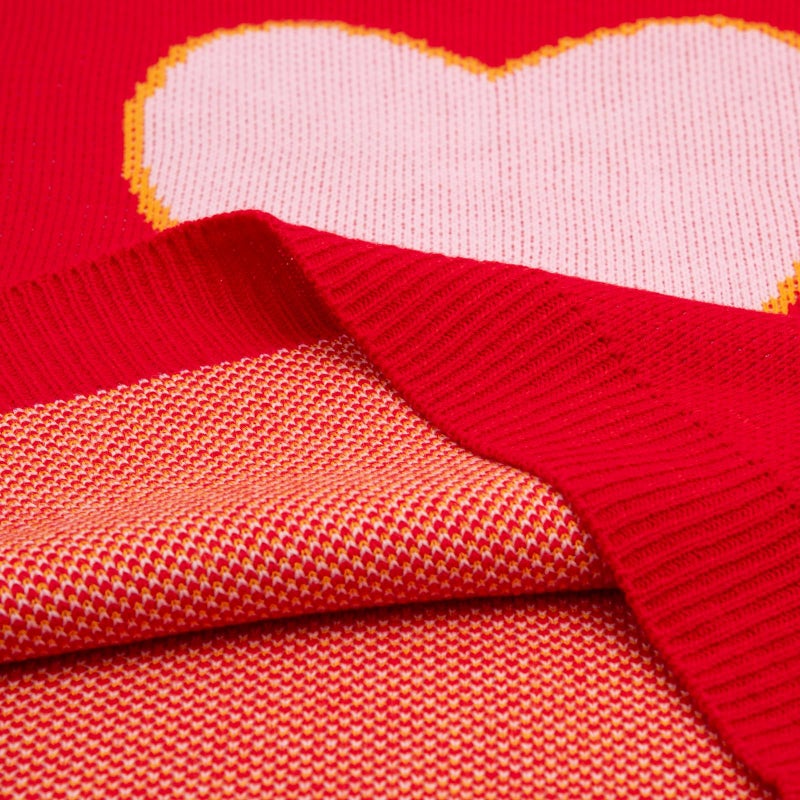 Beopjesk Heart Sweater for Women Winter Cute Long Sleeve Valentine's Day Knitted Pullover Jumper Tops (US, Alpha, Large, Regular, Regular, Red-Pink) - Image 1