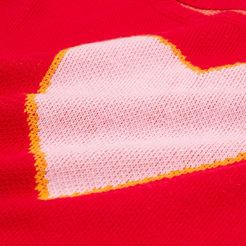 Beopjesk Heart Sweater for Women Winter Cute Long Sleeve Valentine's Day Knitted Pullover Jumper Tops (US, Alpha, Large, Regular, Regular, Red-Pink) - Image 4