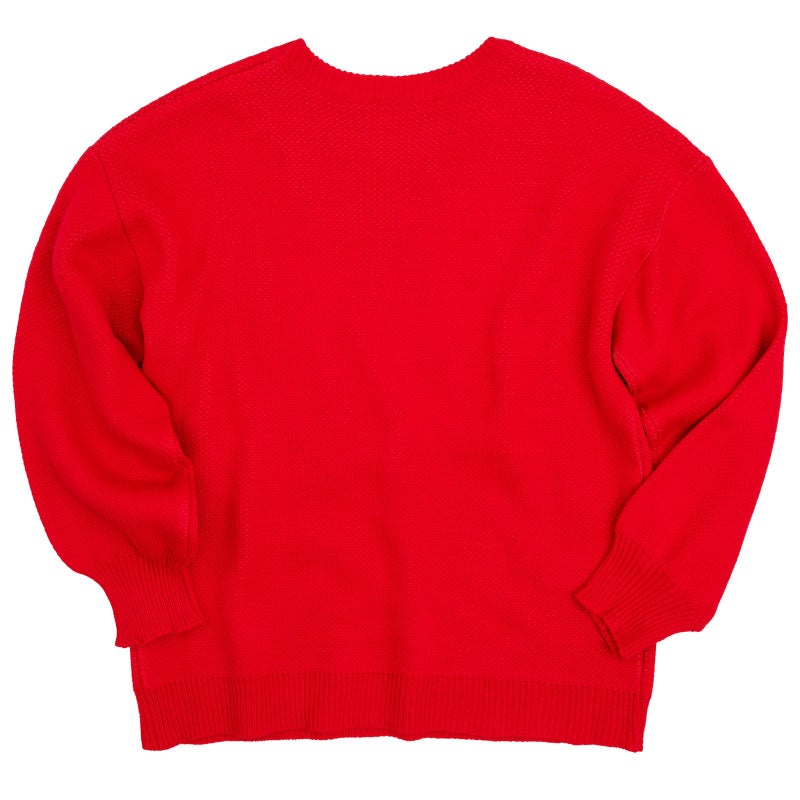 Beopjesk Heart Sweater for Women Winter Cute Long Sleeve Valentine's Day Knitted Pullover Jumper Tops (US, Alpha, Large, Regular, Regular, Red-Pink) - Image 2