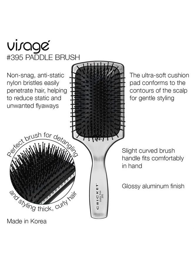 Cricket Visage 395 Paddle Hair Brush for Styling, Detangling, Blow Drying and Styling All Hair Types, Anti-static, Nylon Bristles, Aluminum Finished Handle, Made in Korea  - Image 2