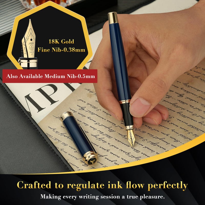 MCNTEIK 317 Fountain Pen,Stunning Luxury Piano Lacquer,18K Gilded Nib(Fine),Gorgeous 24K Gold Finish, Ink Converter,Best Gift for Men&Women-Elegant,Executive,Nice Pens for Writing, BU-F - Image 5