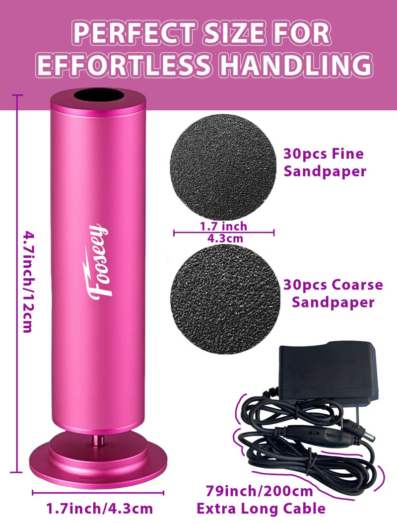 Fooseey Electric Foot File Tool - Callus Remover for Feet, Professional Pedicure Machine with 60pcs Sandpaper Discs, Adjustable Speed Foot Files for Deadskin, Dry and Cracked Feet - Image 5