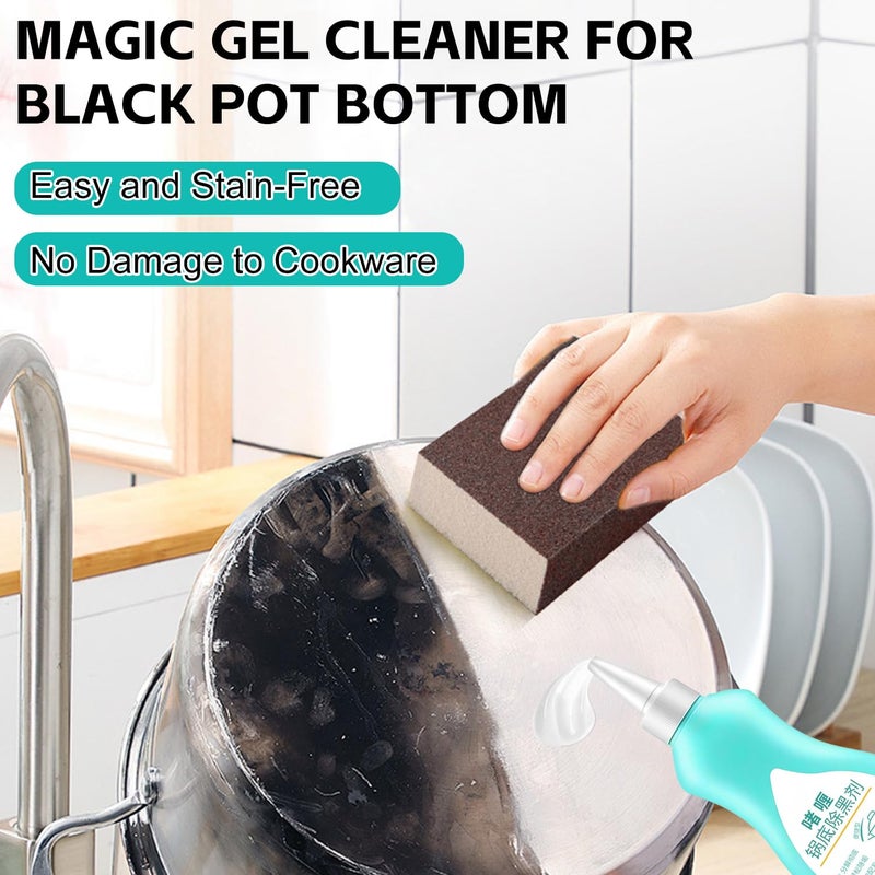 Magic Gel Cleaner for Black Pot Bottom,150 g PotBottom Cleaning Gel, Stainless Steel Cleaner for Bottom of Pots and Pans, PotGelCleaner Effortless for Burned Cookware (2 Pcs) - Image 2