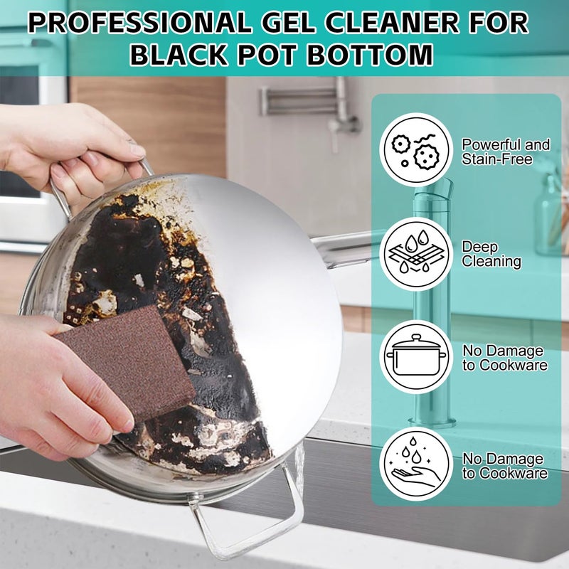 Magic Gel Cleaner for Black Pot Bottom,150 g PotBottom Cleaning Gel, Stainless Steel Cleaner for Bottom of Pots and Pans, PotGelCleaner Effortless for Burned Cookware (2 Pcs) - Image 3