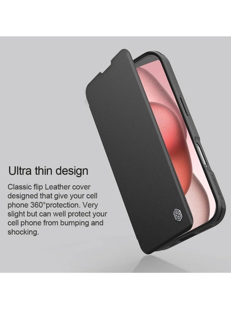 Case Compatible with iPhone 16 Pro Max Case, PU Leather Case with Slide Camera Cover Built-in Card Slots, Lens Protection Slim Flip Cover for iPhone 16 Pro Max (Black) - Image 2