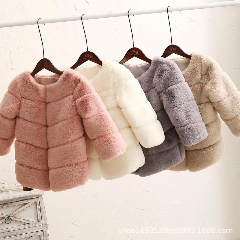 Children'S Fur Coat Patchwork Jacket Long-Sleeved Thickened Versatile Boys' And Girls' Faux Rabbit Fur Short Fur Coat - Image 2