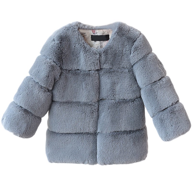 Children'S Fur Coat Patchwork Jacket Long-Sleeved Thickened Versatile Boys' And Girls' Faux Rabbit Fur Short Fur Coat - Image 3