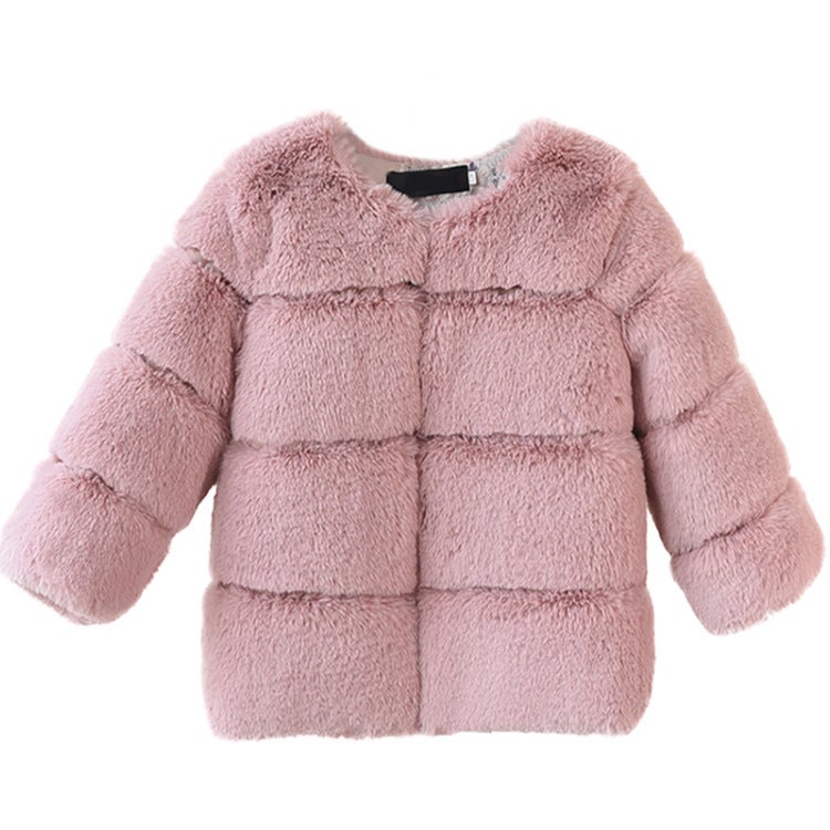 Children'S Fur Coat Patchwork Jacket Long-Sleeved Thickened Versatile Boys' And Girls' Faux Rabbit Fur Short Fur Coat - Image 4