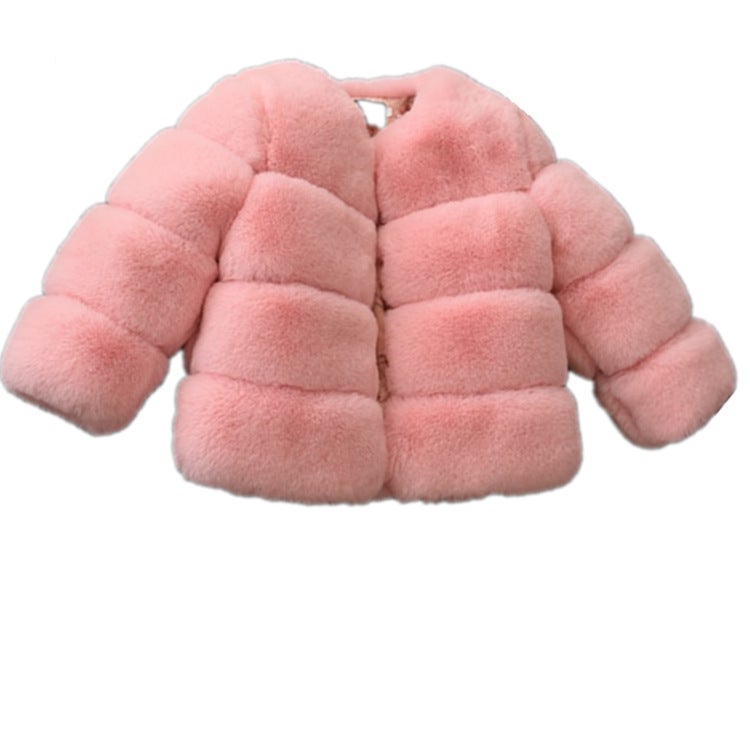 Children'S Fur Coat Patchwork Jacket Long-Sleeved Thickened Versatile Boys' And Girls' Faux Rabbit Fur Short Fur Coat - Image 1