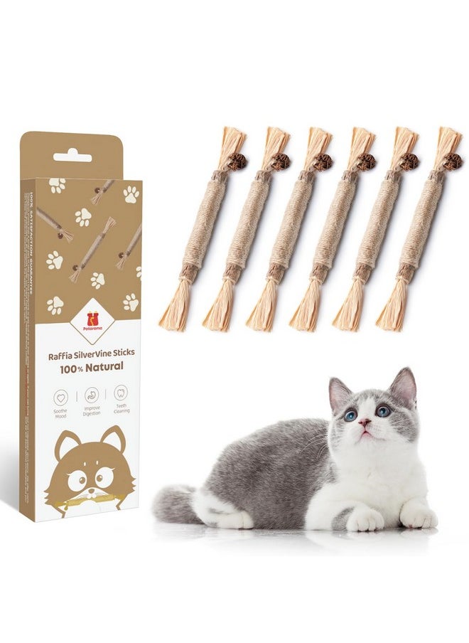Potaroma Potaroma 6 Pcs Natural Silvervine Sticks Cat Toys, Catmint Silvervine Blend Sticks, Kittens Chew Toys for Teeth Cleaning, Matatabi Dental Care Cat Treat, Edible Kitty Lick Toys  - Image 1