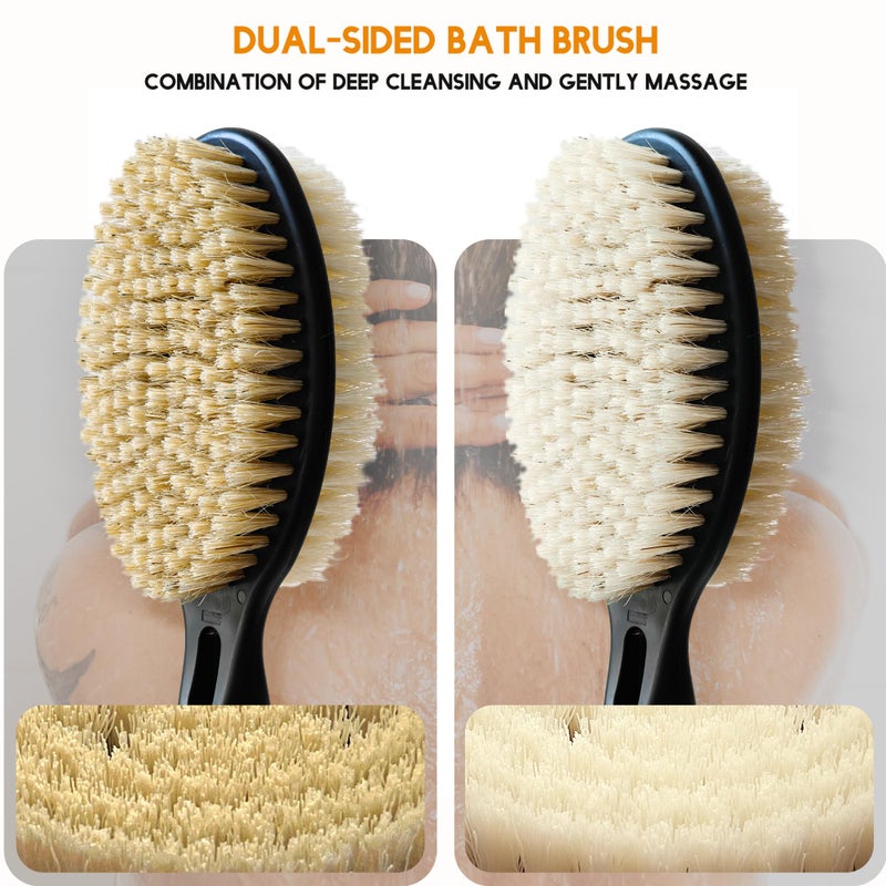 Gobiteli Back Scrubber with Soft and Stiff Bristles, 17''-25'' Long Handle Dual-Sided Shower Brush for Body for Deep Cleaning - Image 3