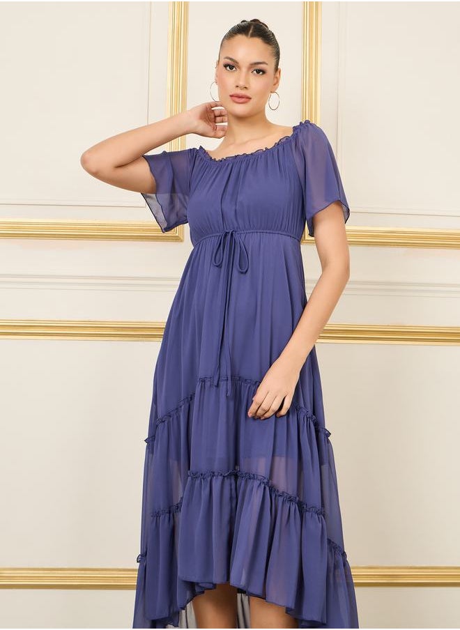 Styli - Ruffle Detail A-Line Shift Midi Dress - Image 1