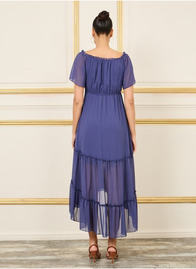 Styli - Ruffle Detail A-Line Shift Midi Dress - Image 1