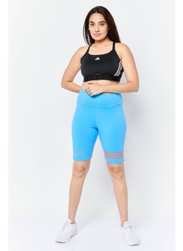 adidas Originals Women Tight Fit Brand Logo Biker Shorts, Blue  - Image 2