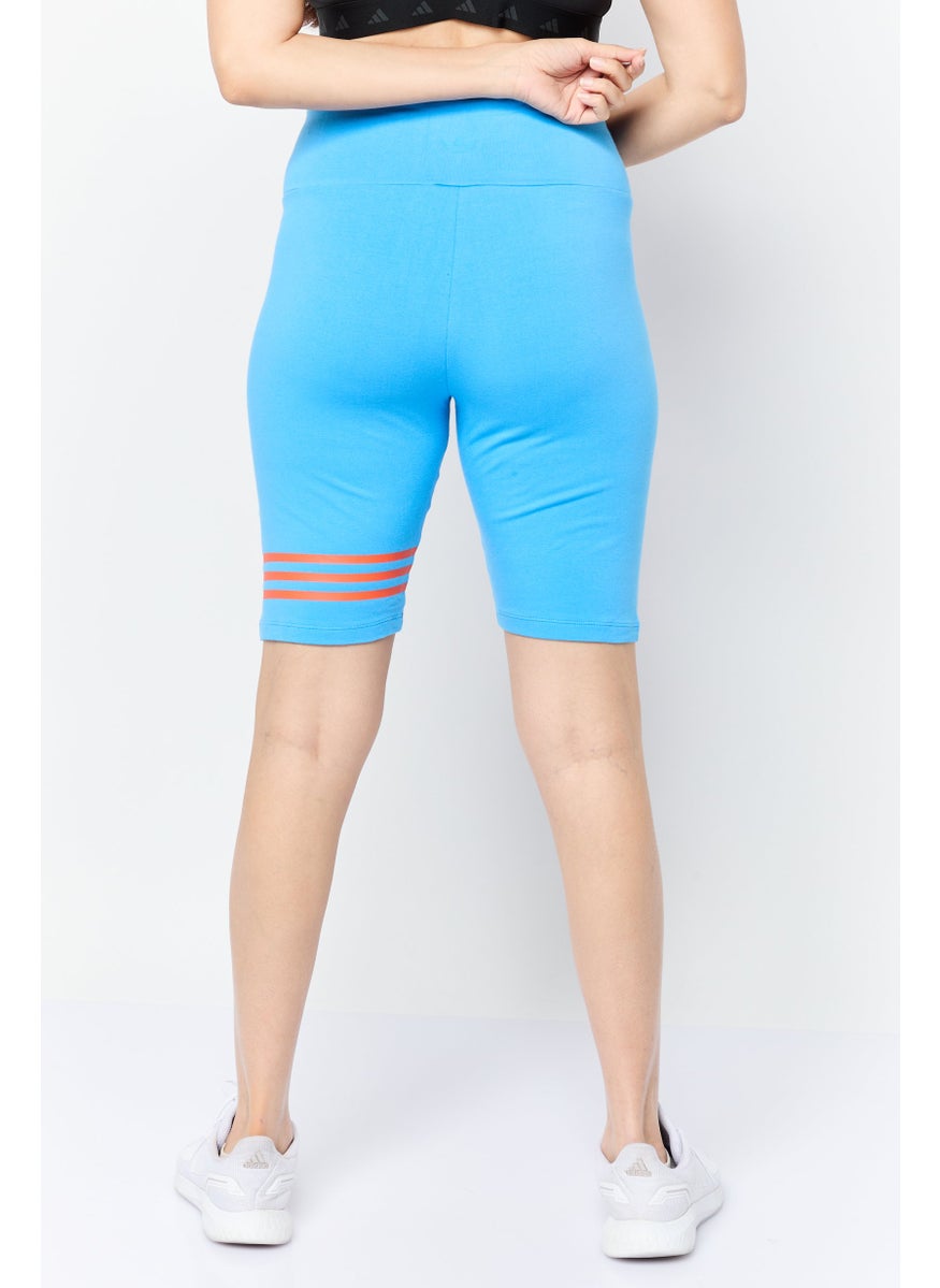adidas Originals Women Tight Fit Brand Logo Biker Shorts, Blue  - Image 3