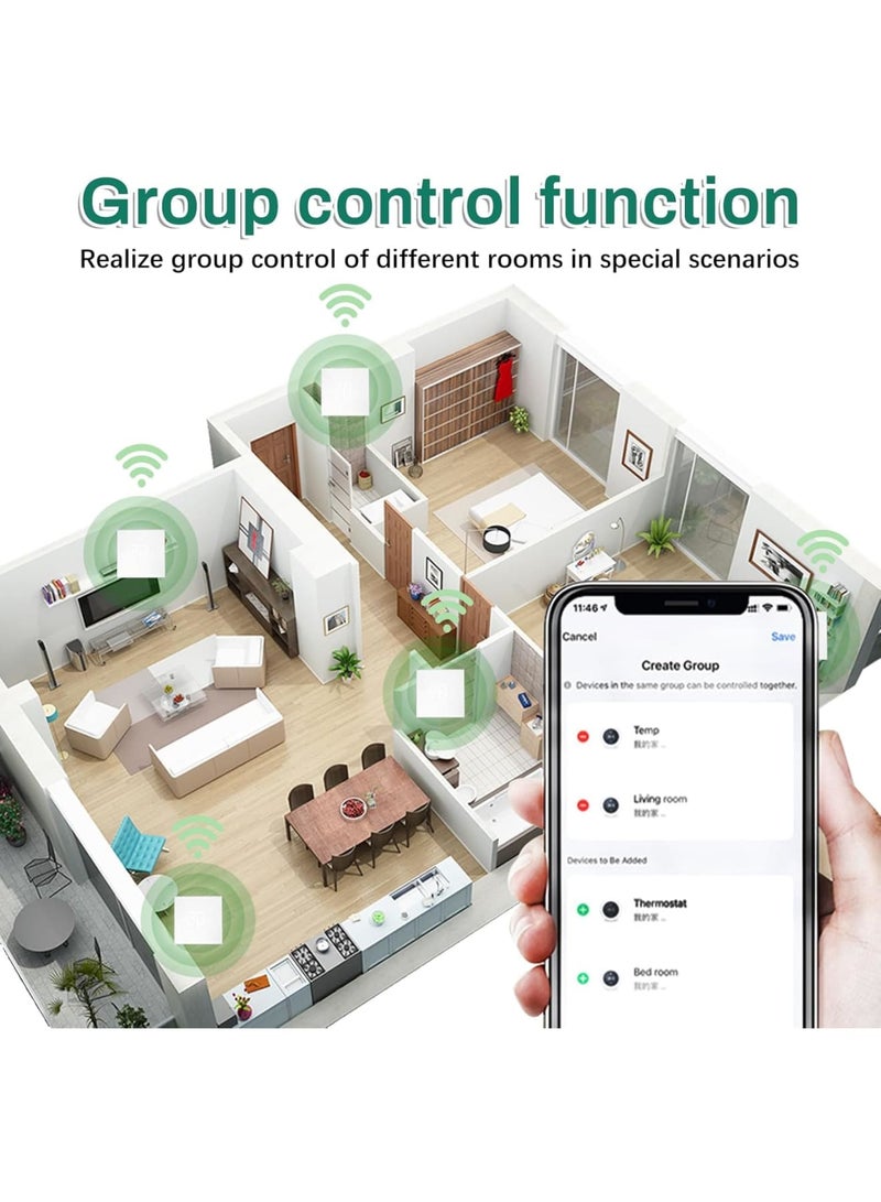 Smart WiFi Thermostat with LCD Touch Screen, Programmable Digital Thermostat with Sensor and Voice Control, 16A Temperature Controller for Electric Floor Heating in Home Office School (White) - Image 4