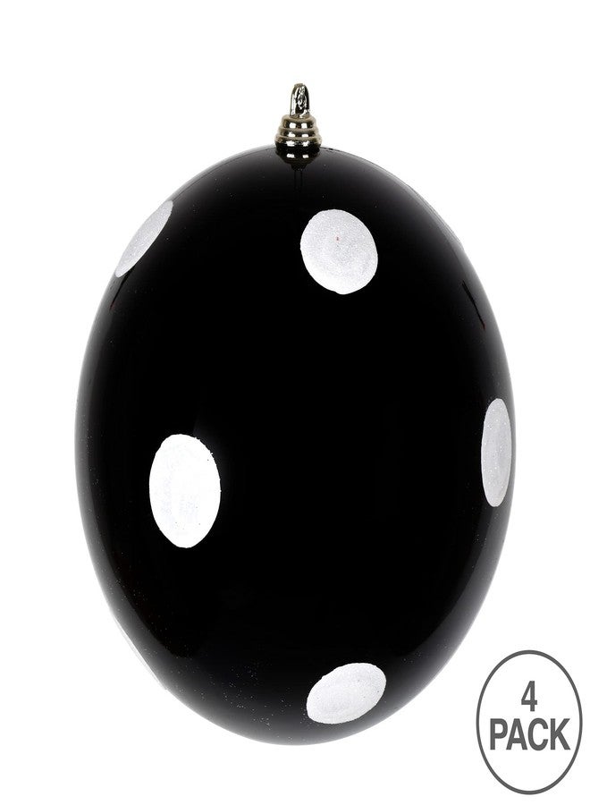 Vickerman 6" Black Candy Finish Ball Ornament with White Glitter Dots, 4 per Bag - Image 3