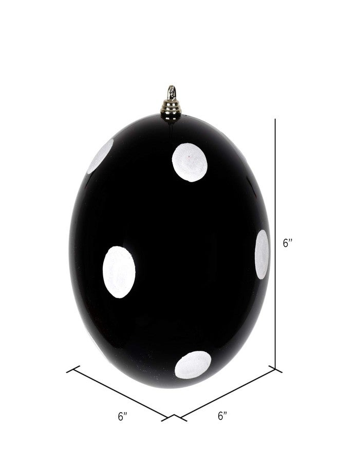 Vickerman 6" Black Candy Finish Ball Ornament with White Glitter Dots, 4 per Bag - Image 2