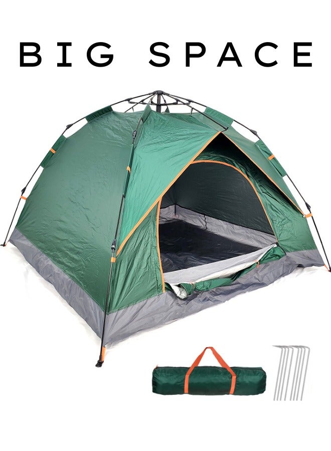 Camping Tent 2-4 Person Pop-Up Automatic Setup, Waterproof & UV Protection, Double Door Lightweight Portable Family Tent for Hiking, Beach & Outdoor Travel – Green