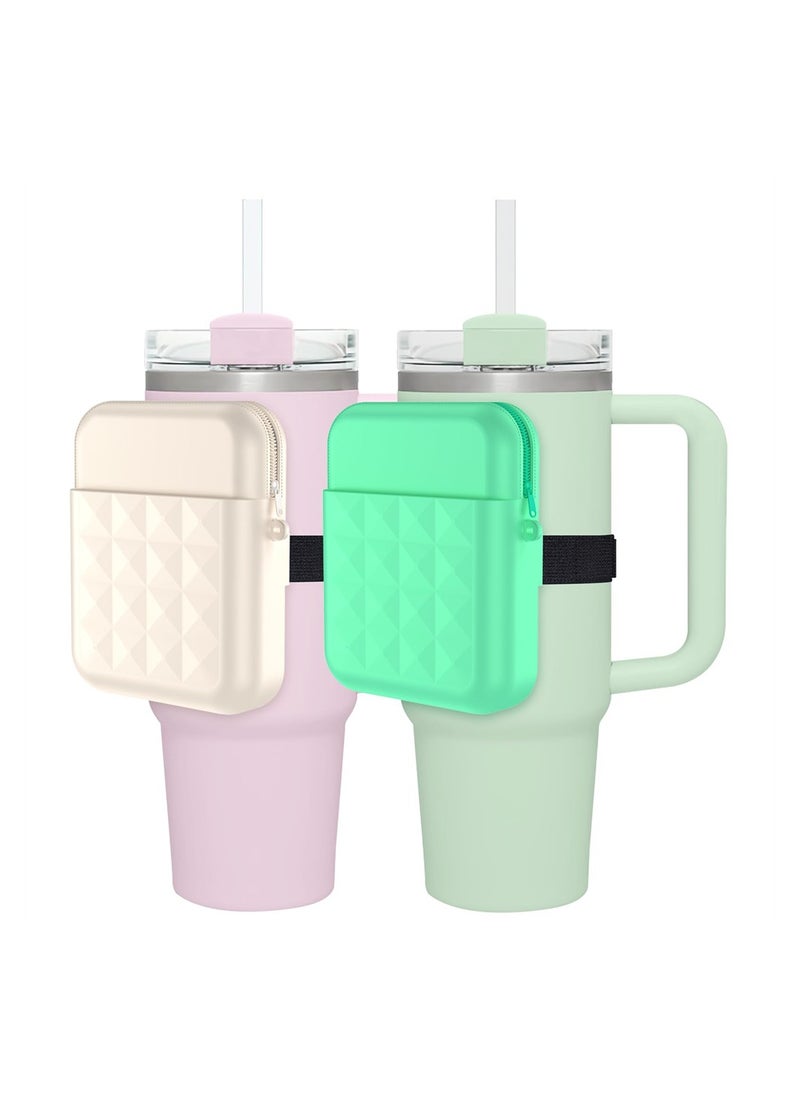 SYOSI - Water Bottle Pouch for Stanley Quencher Adventure 40oz & for Stanley IceFlow 20oz 30oz Tumbler, Portable Gym Tumbler Accessories, Water Bottle Zipper Pouch for Cards, Keys, Khaki - Image 1