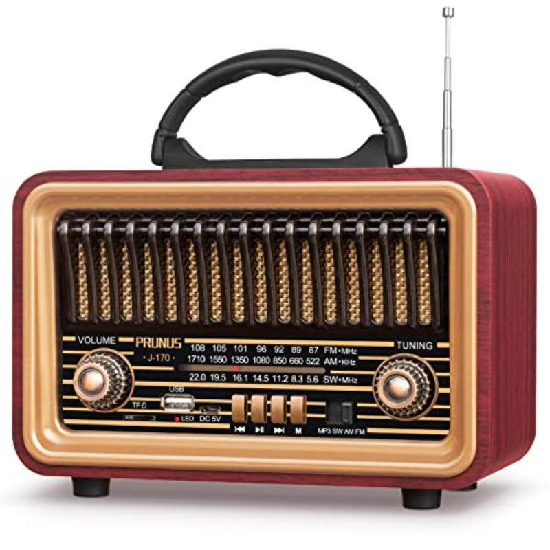 Retro Vintage Radio with Bluetooth Rich Bass Stereo Sound, Radios Portable AM FM, Rechargeable Speaker with TWS Pairing, Loud Volume, BT5.0, TF Card and MP3 Player for Home/Party - Image 1