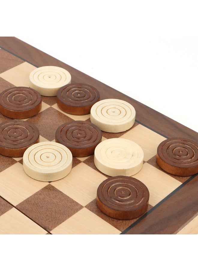 QuadPro - Wooden Checkers Pieces Only, 24 Wood Checkers Pieces With Storage Bag, Premium Wood Pieces For Backgammon, Ideal For Replacement Or Spare Pieces (1.26”Diameter -Brown&Burlywood) - Image 1