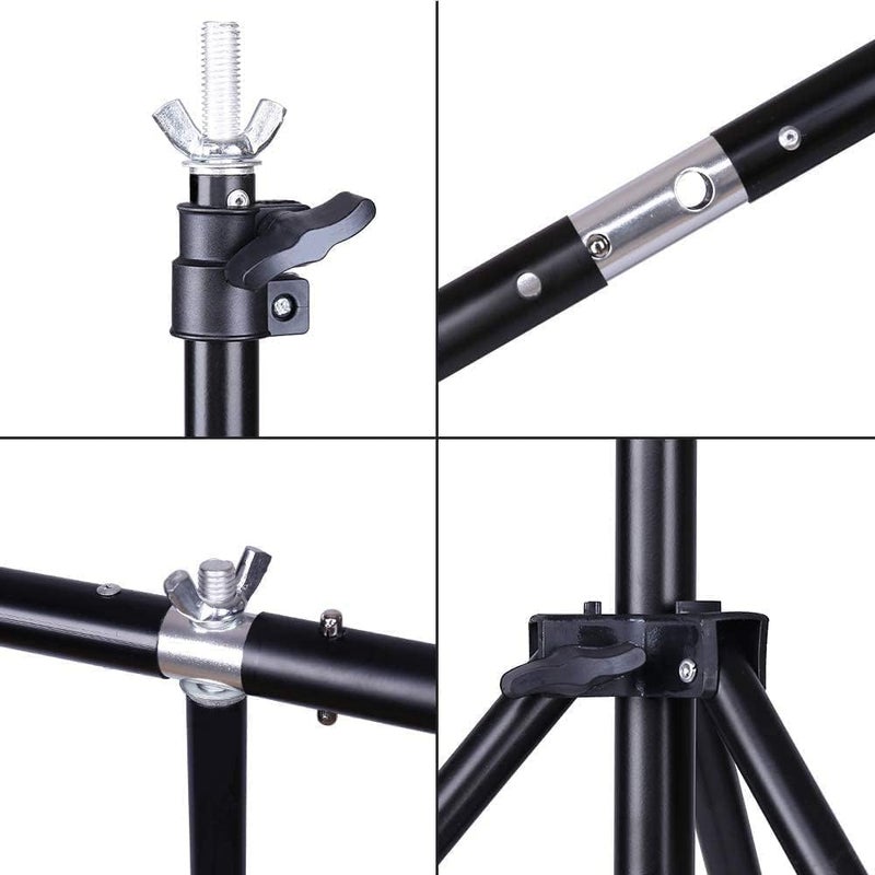 PADOM T-Shape Portable Background Backdrop Support Stand Kit 5ft (150cm) Wide 7ft(200cm) Tall Adjustable Photo Backdrop Stand with 4 Spring Clamps - Image 5