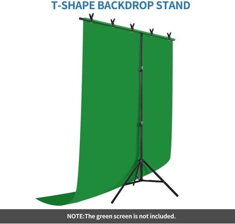 PADOM T-Shape Portable Background Backdrop Support Stand Kit 5ft (150cm) Wide 7ft(200cm) Tall Adjustable Photo Backdrop Stand with 4 Spring Clamps - Image 2